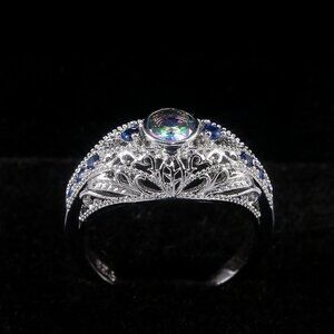 🔥 Colorful Gem Royal Blue Zircon Anillos Vintage Luxury Rings Women, PD1…
